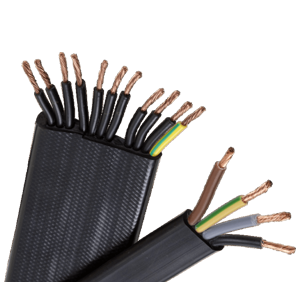 Flat elevator traveling cable with flexible copper conductors